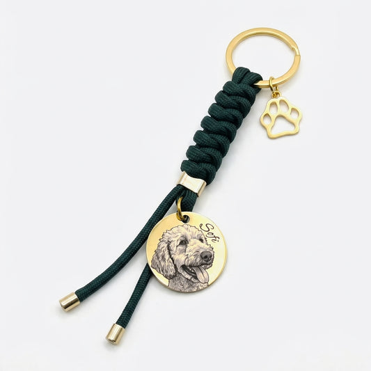 Custom Engraved Dog Keychain | Personalize Pet Portrait | Memorial Gift | Dog Mom | Cat Lover